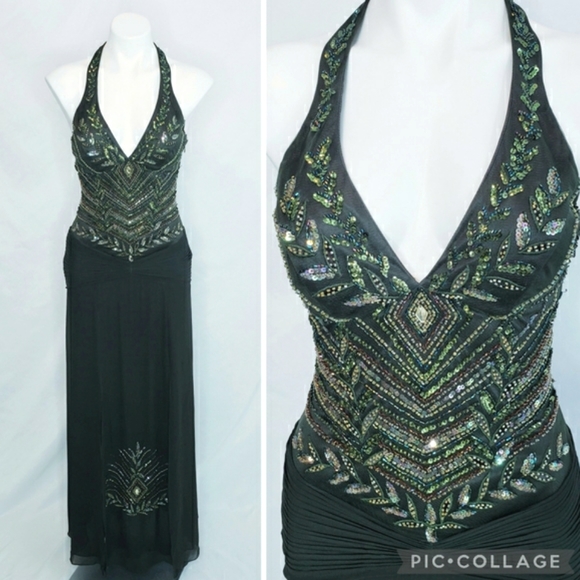 Sue Wong Dresses & Skirts - *Last Chance* Sue Wong Beaded Silk Halter Gown Prom Dress Formal Olive Green